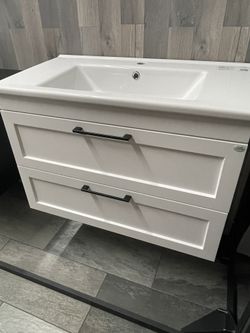 Modern Wall-Mount Bathroom Vanity with Washbasin 