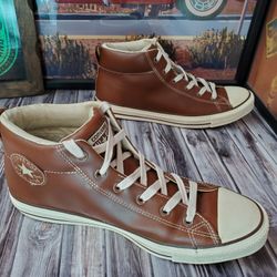 Converse Men's 11.5 M Brown Leather Shoes Chuck Taylor All Star Hi Top Sneakers