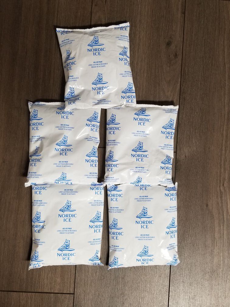 Nordic Ice 16oz Ice Gel Packs (5 New Reusable Packs)