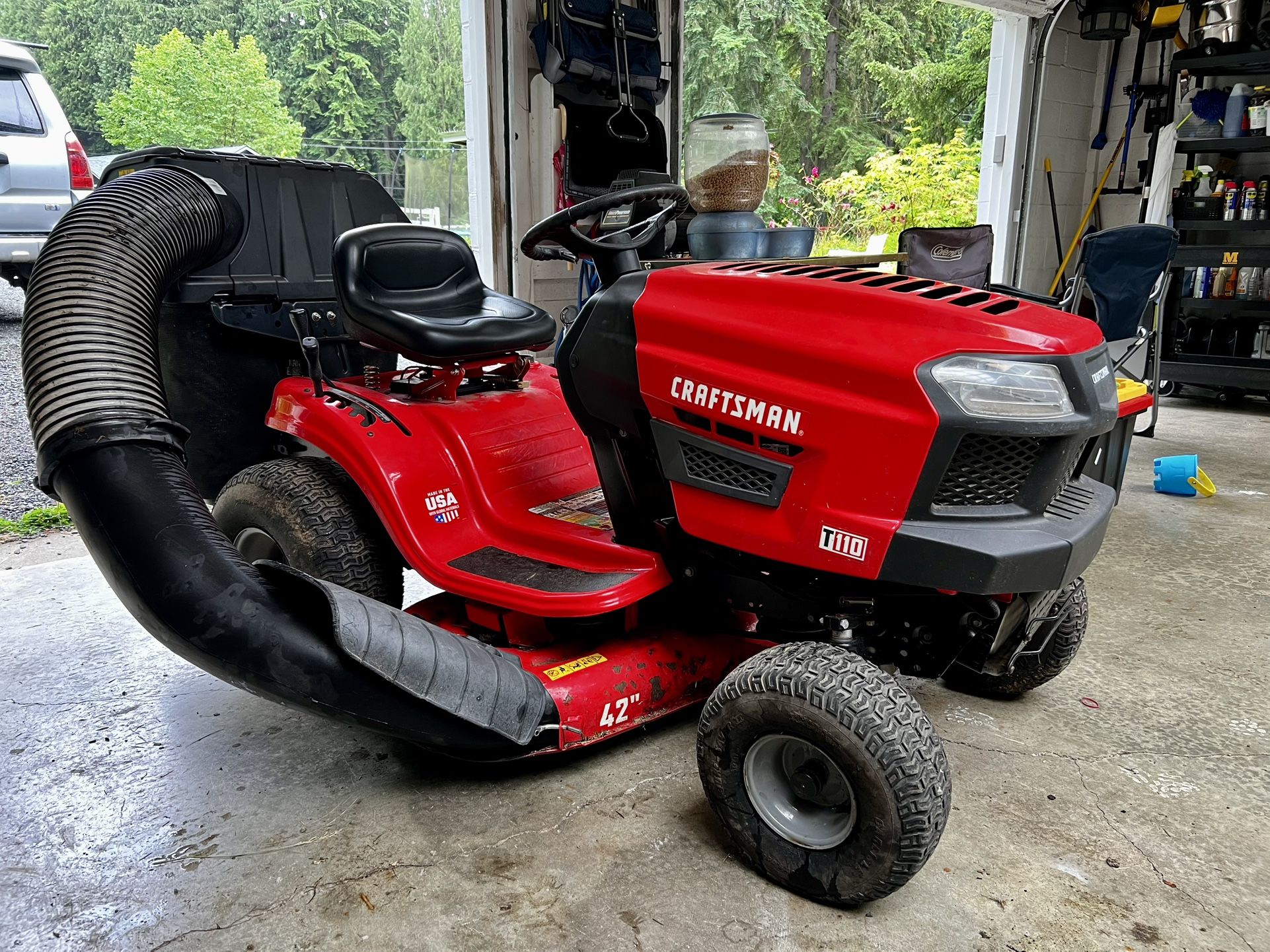Craftsman riding mower T110 with dual bagger