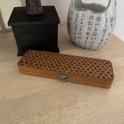 Vintage Bamboo Pencil Case Japan Collectable Antique Japanese Art No Pencils