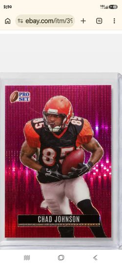 2023 Leaf Pro Set Retro
Chad Johnson
Pink Foil Parallel
Serial numbered 1/3 (only 3 copies exist)
Card #RB-22
