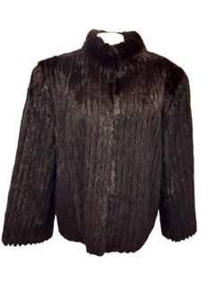 Vintage Kaufman Bros Corded Ranch Mink Fur Jacket  Size 16 US