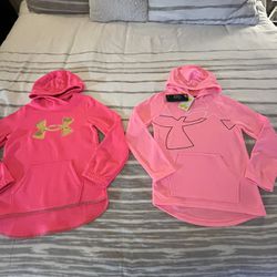SET OF 2 NEW GIRLS PINK UNDER ARMOUR HOODIES