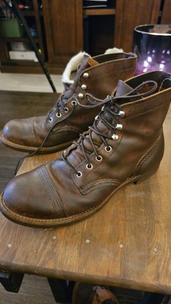 Red Wing Iron Ranger boots in Copper Rough & Tough leather (Style #8085).