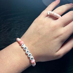 Taylor Swift Lover Friendship Bracelet/Ring Duo Set