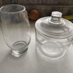Flower Vase  And Clear Cookie Jar