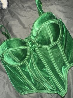 SHEIN velvet green corset crop top