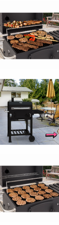 NEW Charcoal Grill Outdoor Bbq Smoker Stainless Steel Portable Camping Backyard Barbecue Chimney Black Cooker Searing Food Grilling Crank *↓READ↓*