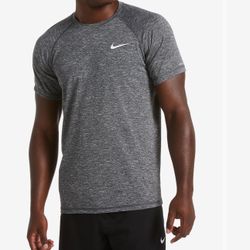 Nike Men’s Essential Heather Hydro Rashguard Swim Shirt, Large (Gray) 