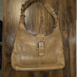 Coach Hampton Soho Leather Handbag Shoulder Bag In Light Brown