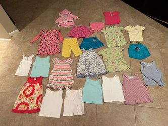 Clothes 4T girls 24 items dresses shirts shorts pants robe