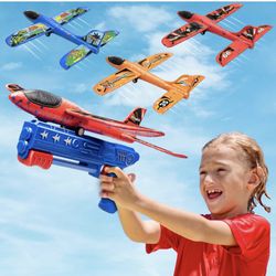 3 Pack Airplane Launcher Toys, 2 Flight Modes Throwing Foam Glider Catapult Plane, Outdoor Flying Game Outside Toys for Ages 3 4 5 6 7 8 9 10 11 12 Ye