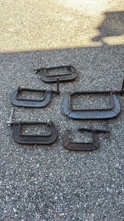 Lot of 5 Vintage C-Clamps Craftsman Brink & Cotton