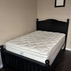 Bed Frame and Dresser with Mirror Set