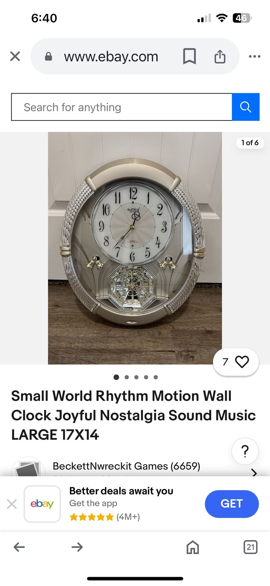 Small World RHYTHMUS Motion Wall Clock Joyfull Nostalgia sound music large 17 x 14