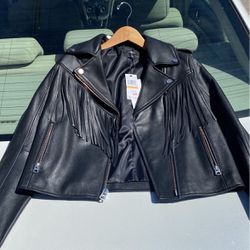 Sexy Vintage Black Leather Jacket 