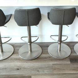 Leather Gray Bar Chairs/Stools