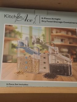 NEW KitchenAce 6-Piece Airtight Dry Food Storage Containers