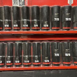 MILWAUKEE 1/2” SAE 9 IMPACT SOCKET SET.  BOTH ITEMS$80  Read Below 