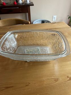 Clear Glass Embossed Floral Serving Bowl