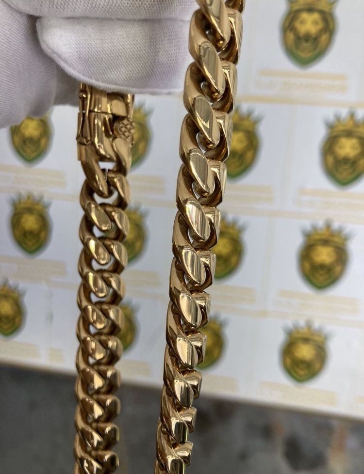 16MM  20inch 14K over Stainless Cuban Link Chain