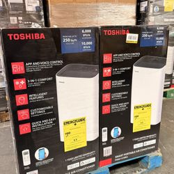Toshiba 6,000 (DOE) BTU Portable AC Cools 250 sq. ft. with Dehumidifier and Remote Control in White