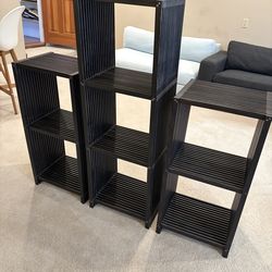 Architectural / Japanese-inspired slatted modular shelving