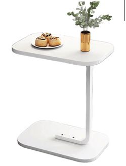 Overbed Table Tray for Eating and Laptop Space-Saving Sofa Side Table C-Shaped Bedroom Hospital Bed Table with A Heavy Base for Living Room, Hospital,