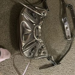 Balenciaga Small Pewter Colored Crossbody Purse