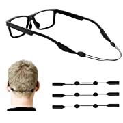Adjustable Glasses Straps - 3 Pcs No Tail Adjustable Eyewear Retainer Cable Strap for Men's Glasses, Women's Glasses, Sunglasses (Black)