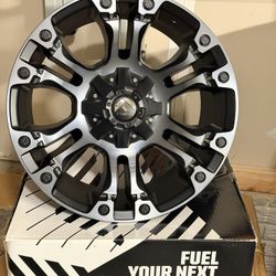 JEEP WHEELS/FUEL OFF-ROAD D851 VAPOR 20X9, 5X4.5/5.0, 5.04, 1mm MATTE BLACK GRAY TINT 