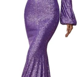 Purple Sequin Mermaid Formal Dress