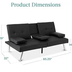 Futon Couch Black Leather