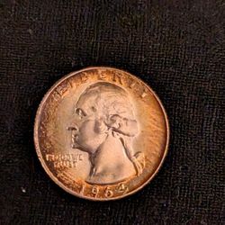 1964d Gem Beautiful UNC Silver Quarter Rainbow Toned