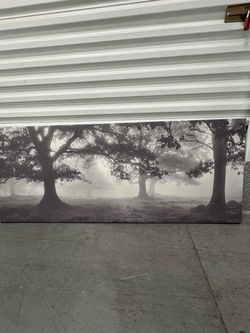 Large Black and White Forest Canvas Wall Art