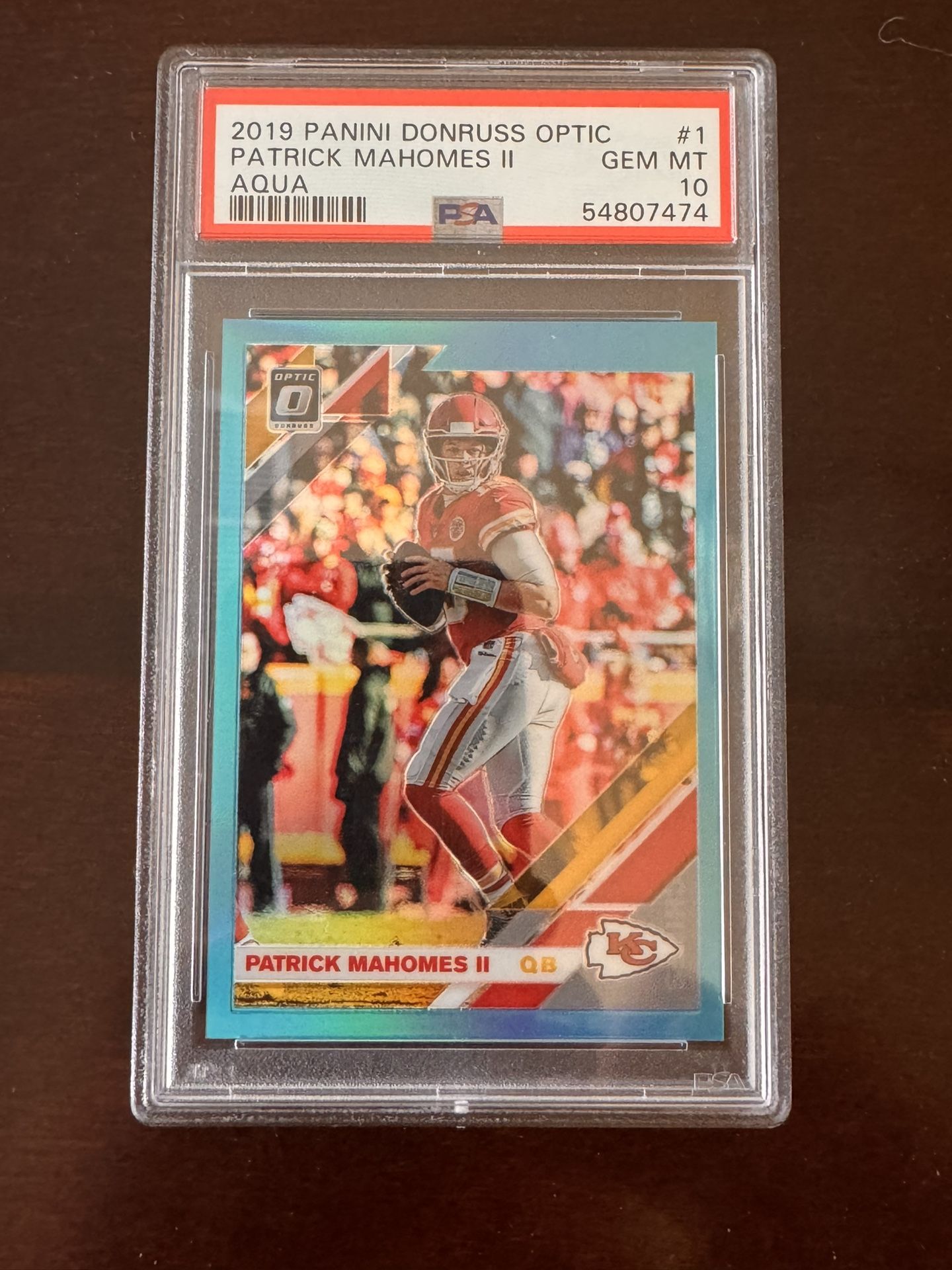 2019 Donruss Optic Patrick Mahomes Aqua /299 #1 PSA 10 Chiefs