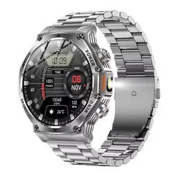 Smart Watch Silver Stainless Steel 1.8" Bt Call Flashlight 3+ Days Battery