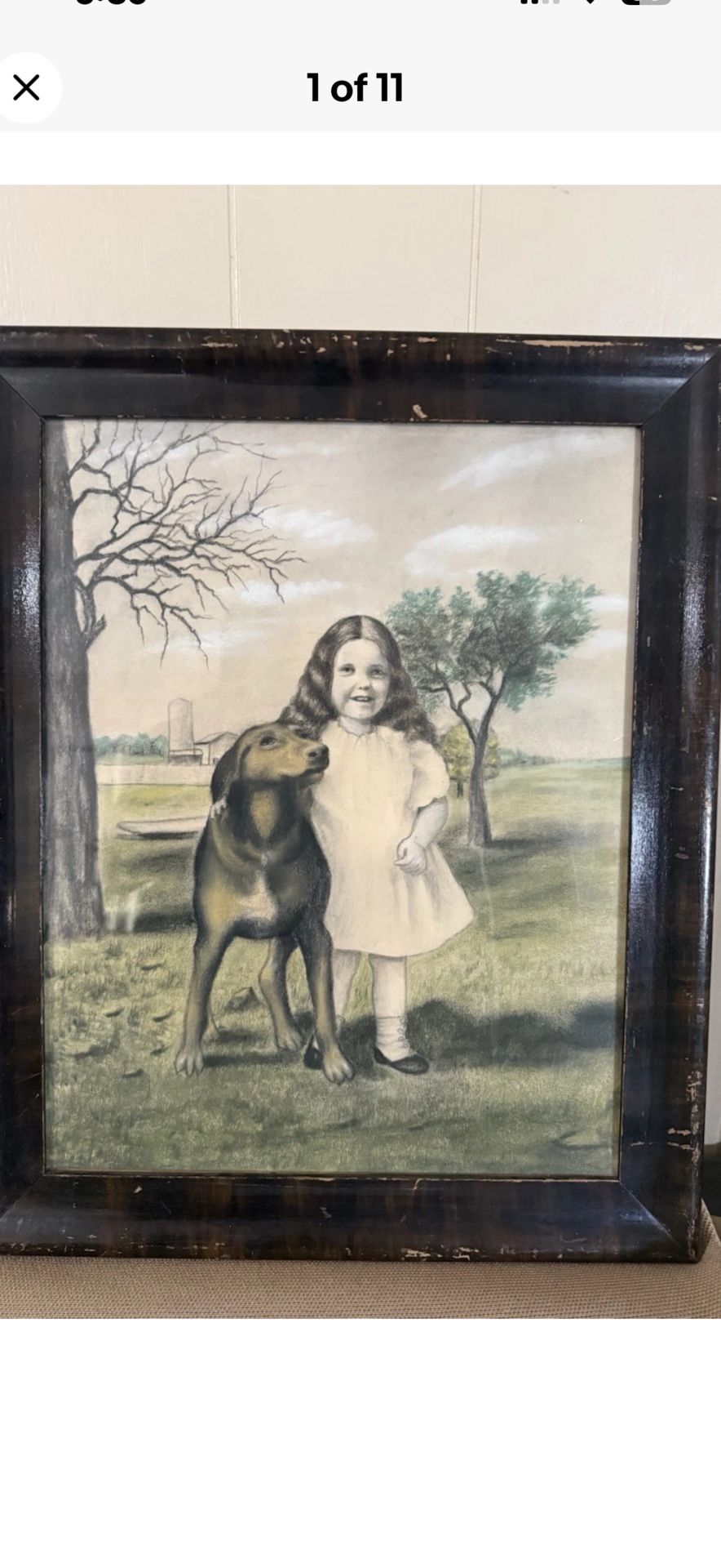 Antique Charcoal Painting