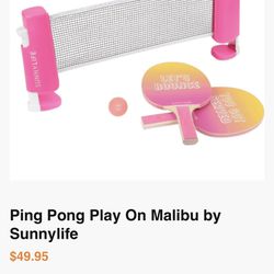 Ping Pong Table Tennis Set Paddles Net Balls NEW NIB $45 Play On Malibu Sunnylife