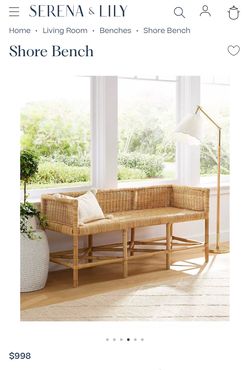 Must Sell Serena & Lily Wicker Style Shore Bench