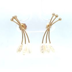 14KT Yellow Gold Fresh Water Pearls Earrings 1.60g I-969