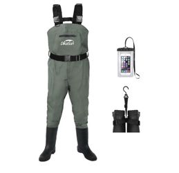 Fishing Waders for Men & Women, Waterproof 2-Ply Nylon/PVC Chest Wader with Boots for Outdoor Size 6/39 Bootfoot