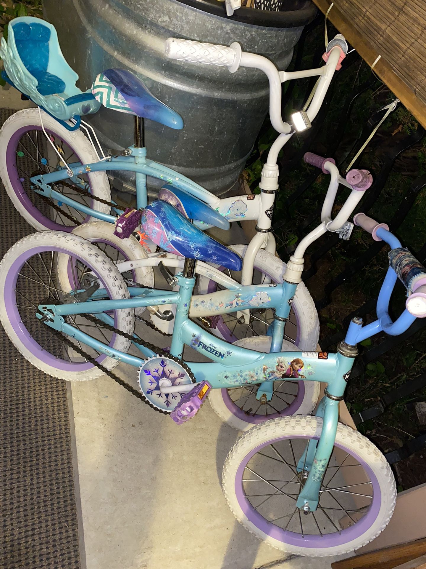 3 Disney Frozen Bikes 12” and (2) 16”
