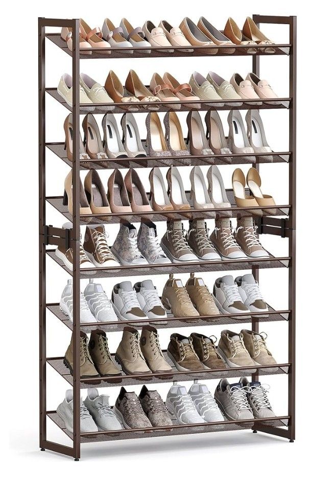 8 Tier Metal Adjustable Flat/Angled Shoe Rack
