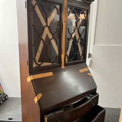 Antique Walnut Serpentine Secretary Desk 