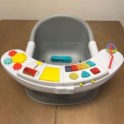 Infantino Music & Lights 3-in-1 Discovery Seat & Booster, Toddler Booster Seat for Dining Table or Kitchen Chair, Baby Activity Center & Snack Tray, T