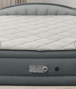 Queen Inflatable Air Mattress with Headboard and Built-In Pump