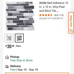 Art3d Peel And Stick kitchen backsplash. 2 Packs Of 10 Unopened . $20 Each