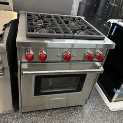 Wolf 30 Inch Gas Range Stove * Stainless Steel 